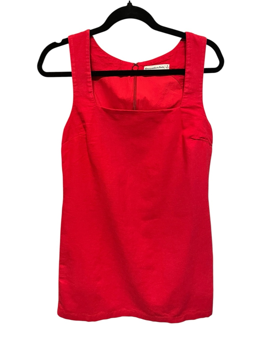 Abercrombie & Fitch Linen Blend Red Square Neck Mini Dress - Size Small